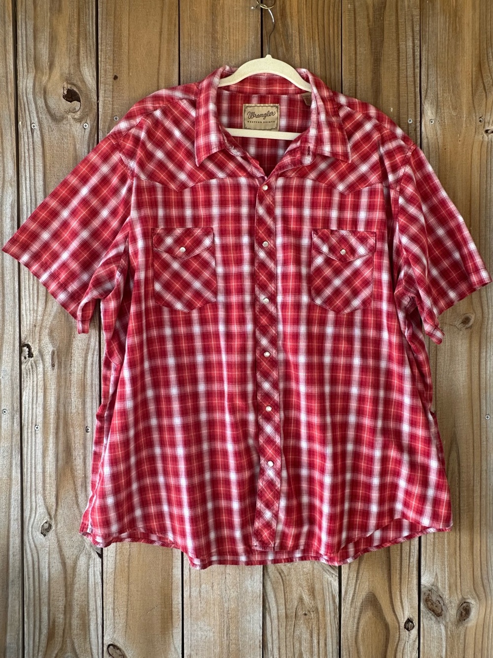 Wrangler Western Plaid Short Sleeve Pearl Snap Button-Up Shirt Pockets Men’s 3X